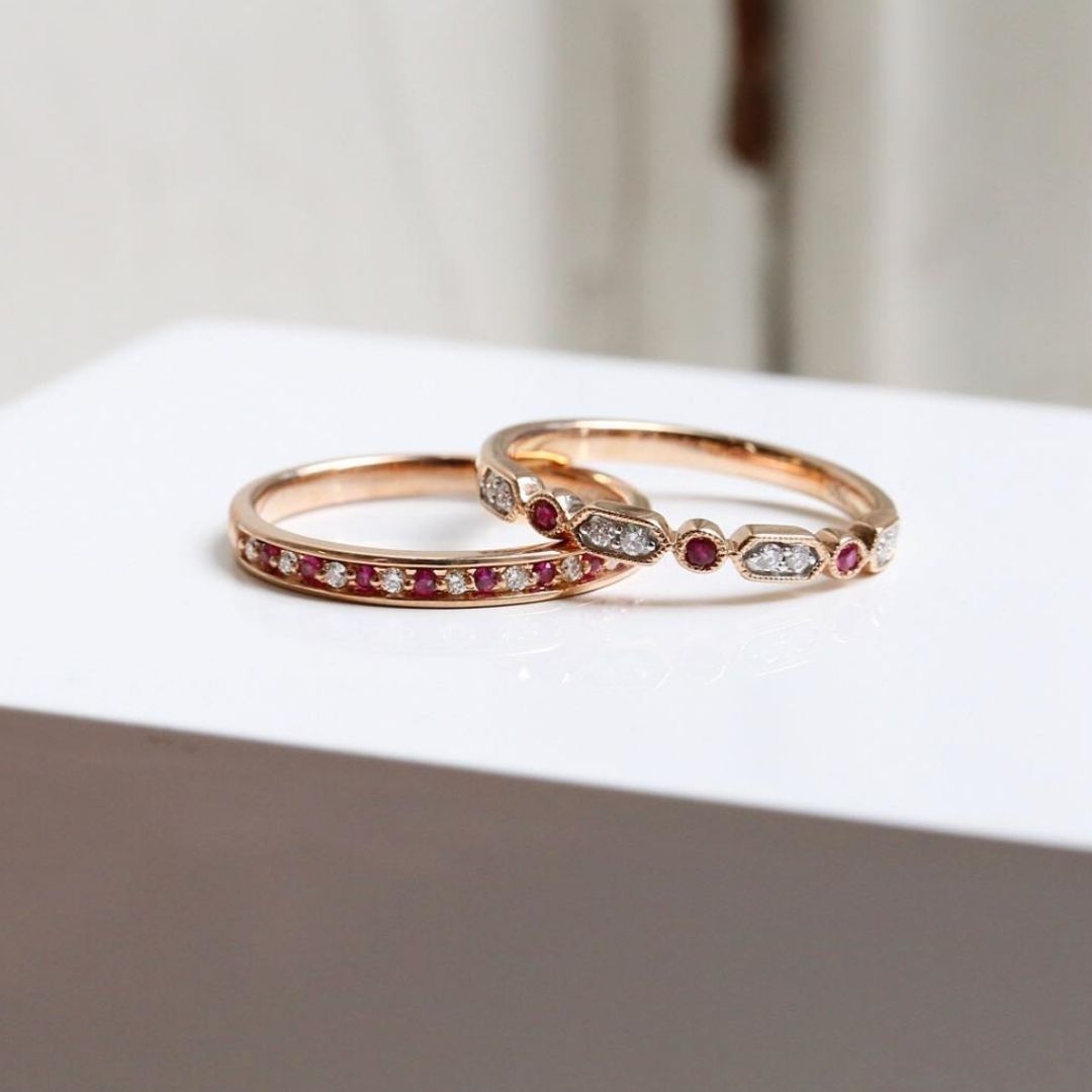 18ct Rose gold ruby & diamond ring - KL Diamonds