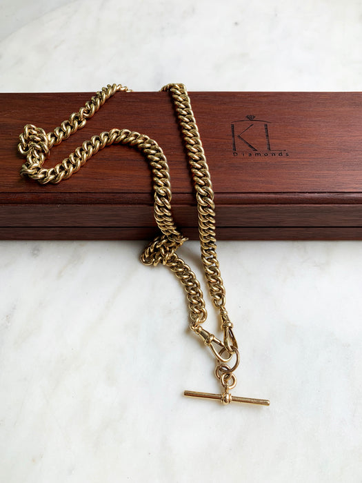 9K Yellow Gold Albert Chain Necklace