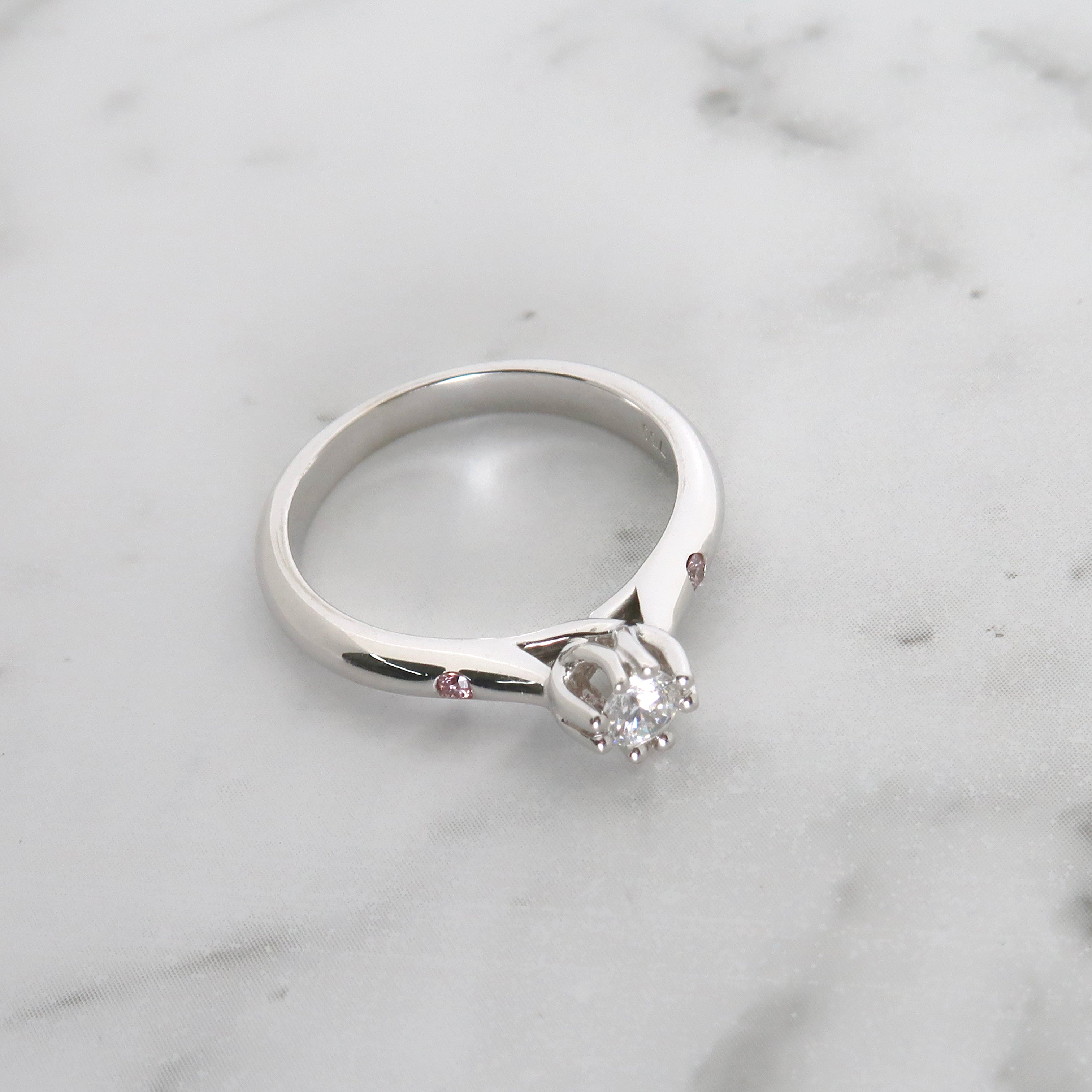 Fairy Garden 18K White Gold Cubic Zirconia Pink Diamond Engagement Ring