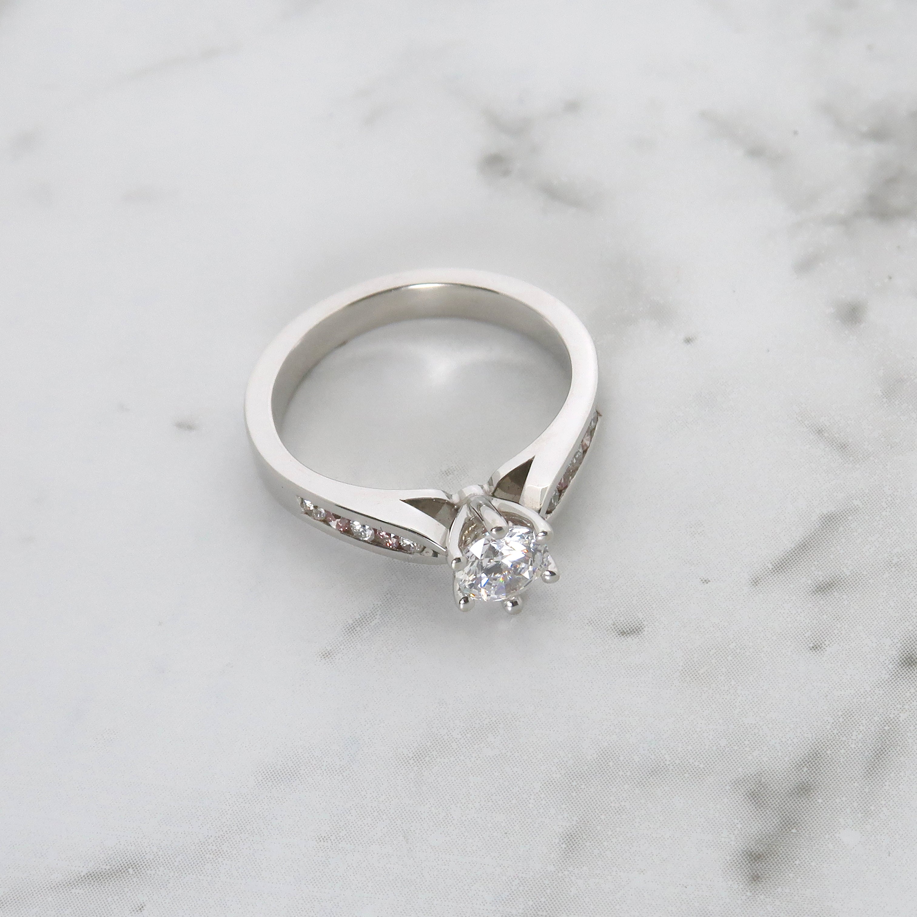 Ribbon Tie Cubic Zirconia Pink Diamond Engagement Ring