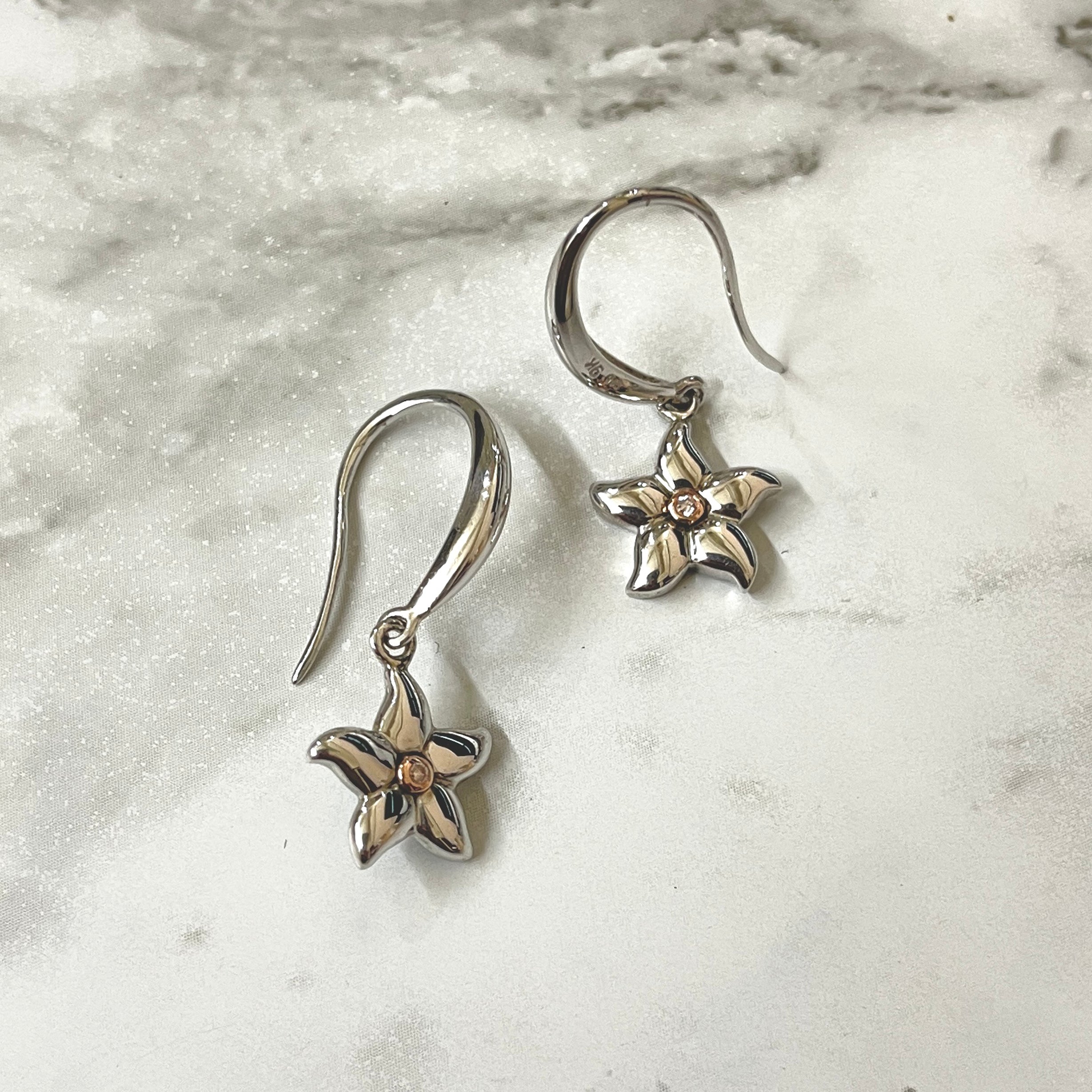 Spring Star Pink Diamond Silver Earrings
