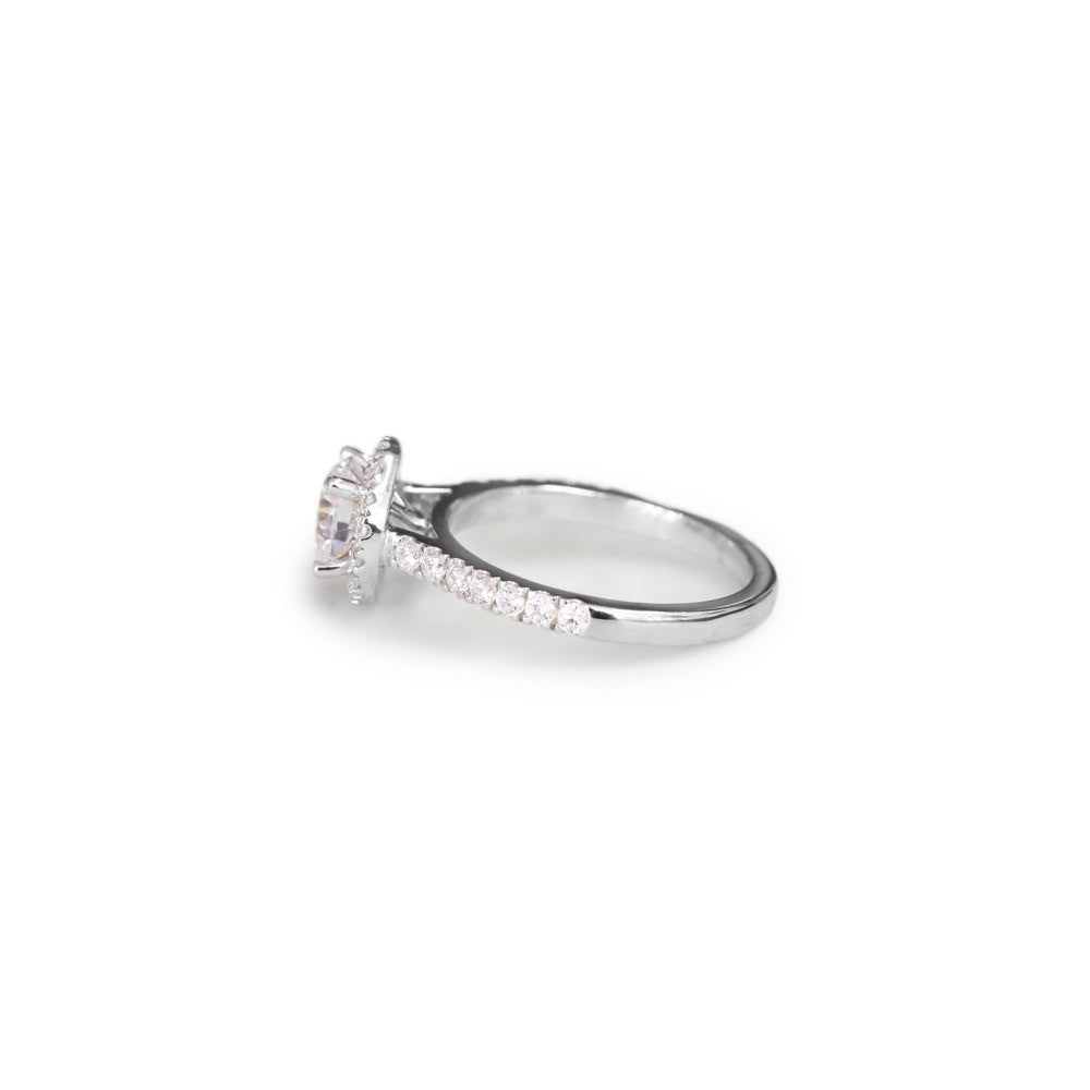 Round brilliant cut diamond halo engagement ring - KL Diamonds