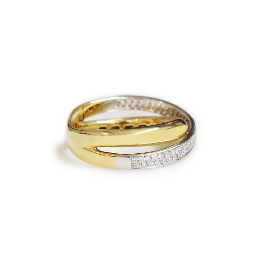 18ct Two tone diamond pave ring - KL Diamonds