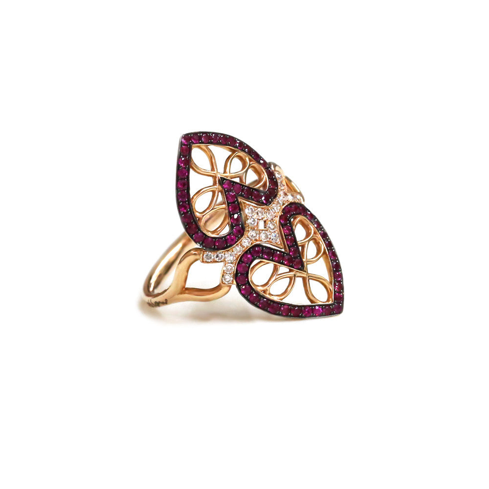 18ct Rose gold ruby and diamond ring - KL Diamonds