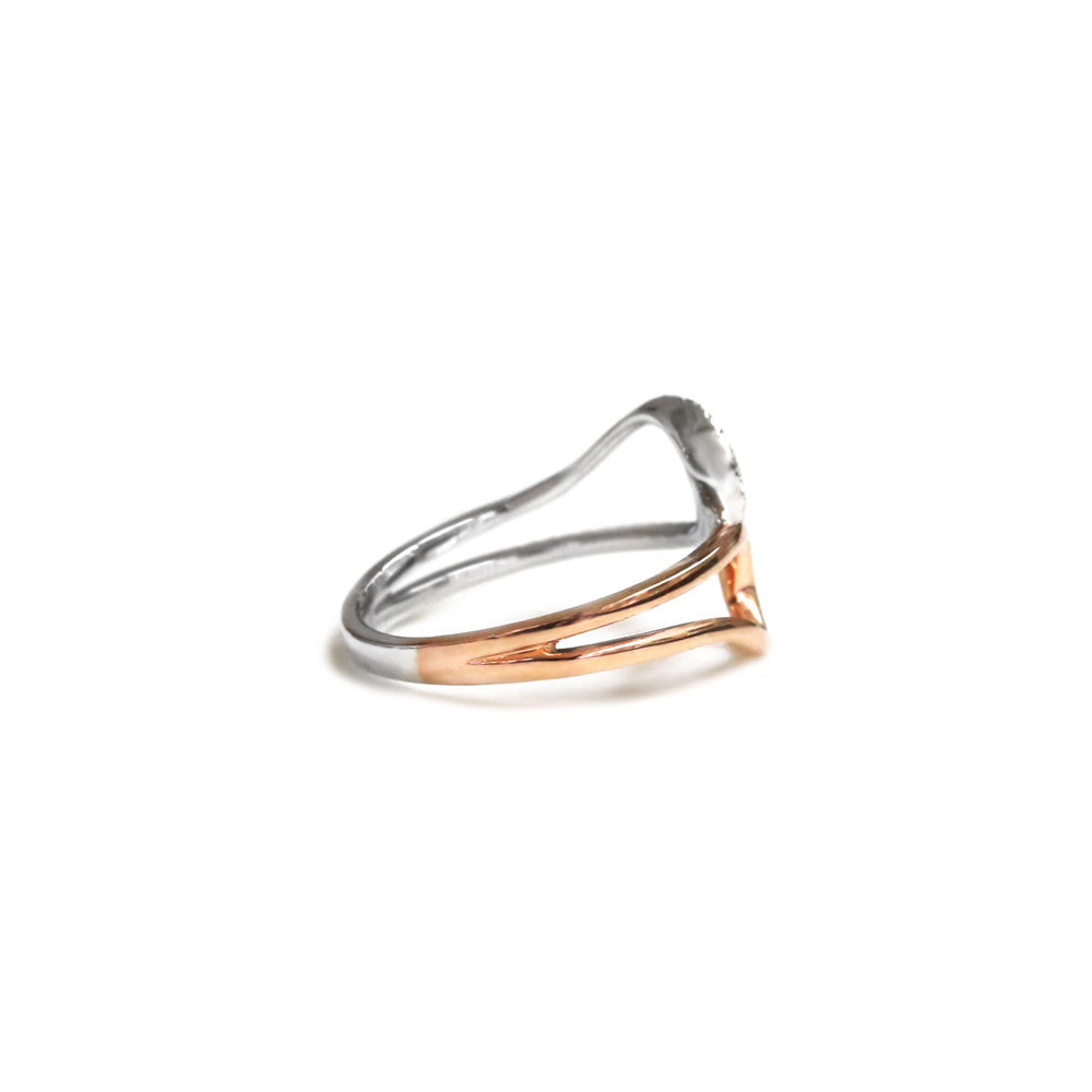 9ct Rose and white gold diamond ring - KL Diamonds
