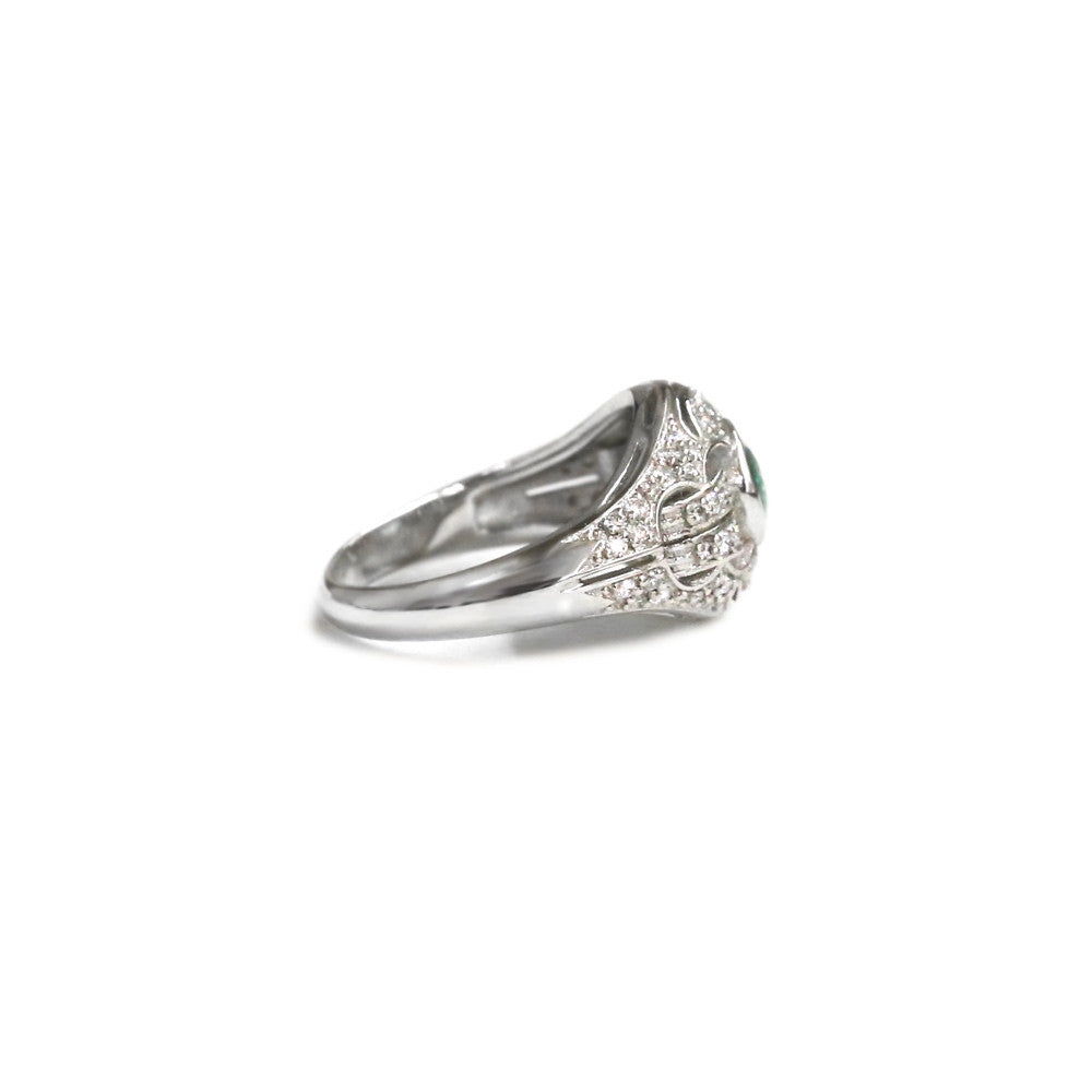Platinum emerald and diamond ring - KL Diamonds