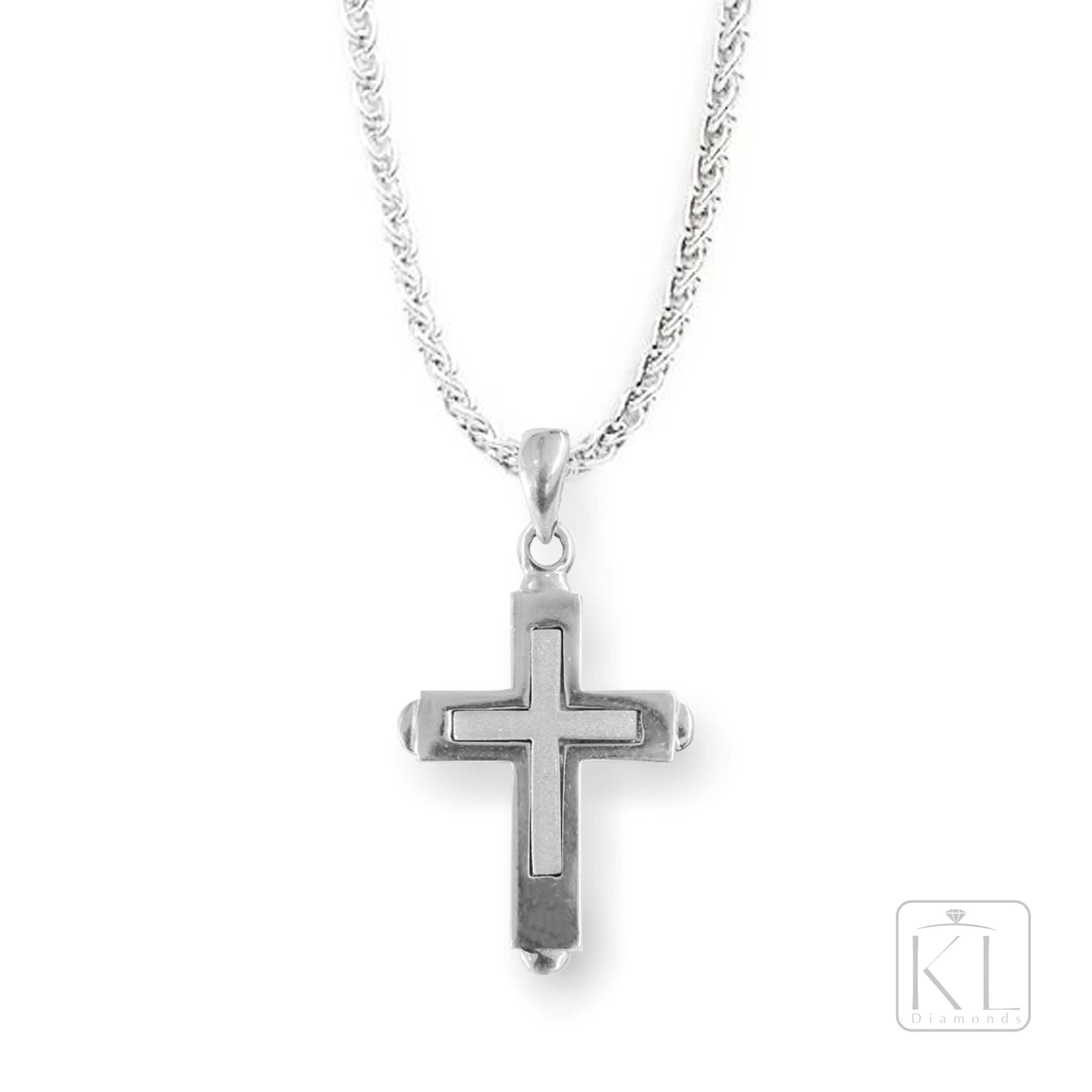Santina 18ct White Gold Cross Pendant - KL Diamonds