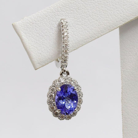 18ct White gold sapphire & diamond earrings - KL Diamonds
