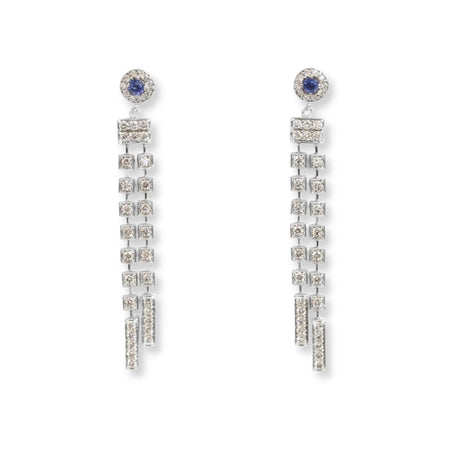 18ct White gold sapphire and diamond earrings - KL Diamonds