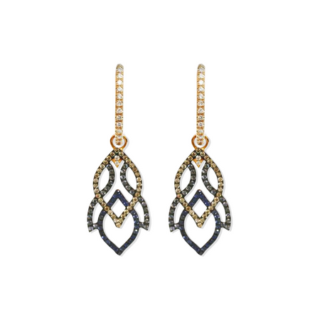 18ct Rose Gold Diamond & Sapphire Earrings - KL Diamonds