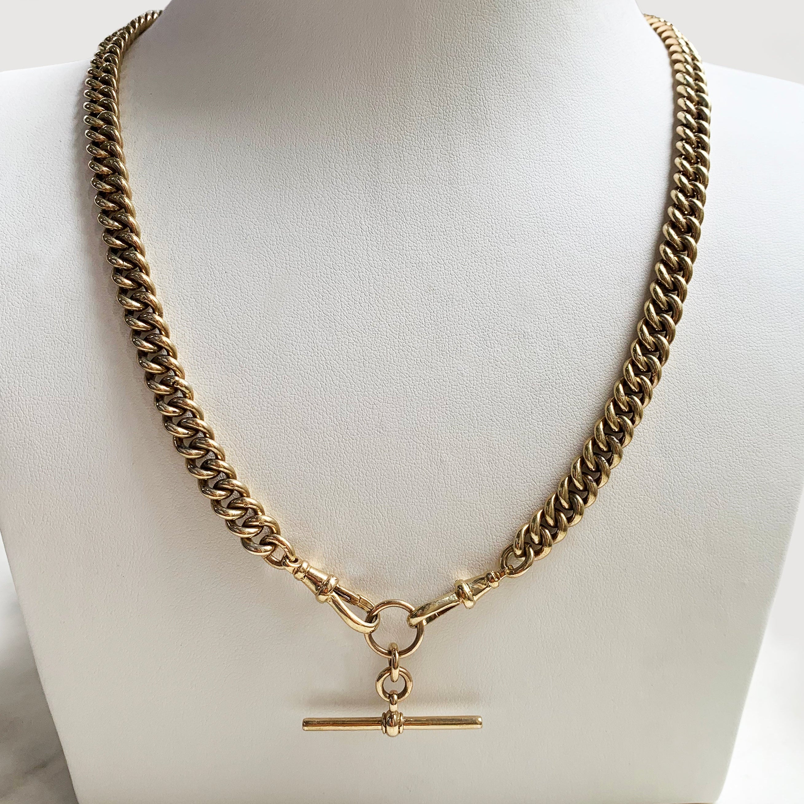 9K Yellow Gold Albert Chain Necklace