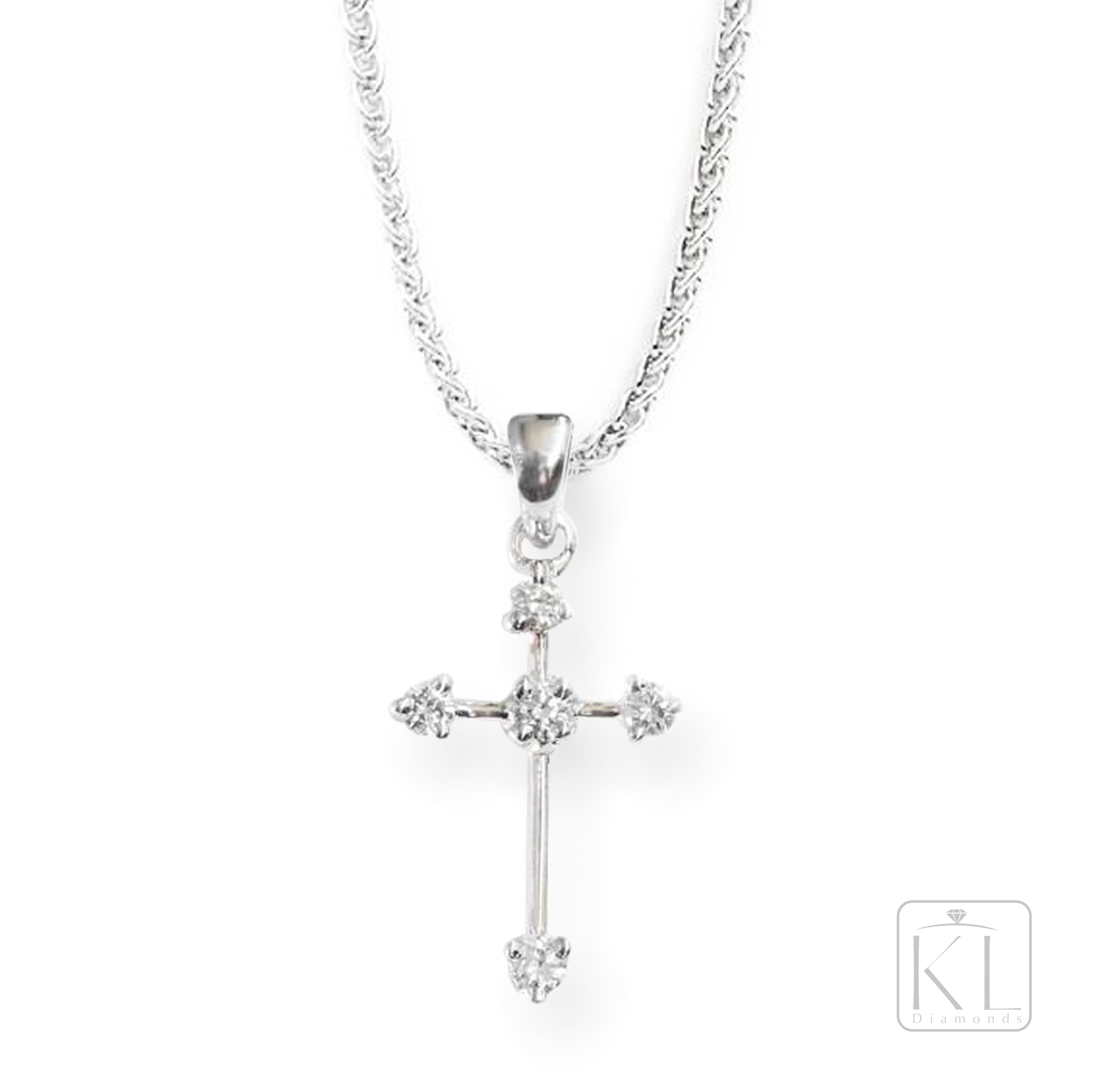Christa 18ct White Gold & Diamond Cross - KL Diamonds