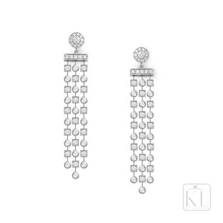 Dramatique 18ct White Gold & Diamond Drop Earrings - KL Diamonds