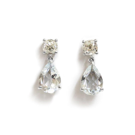 18ct White gold Aquamarine and diamond earrings - KL Diamonds