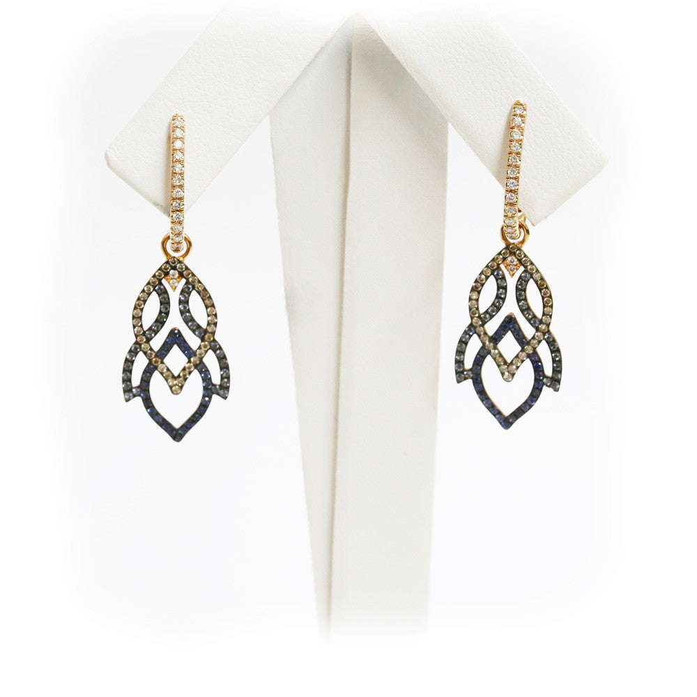 18ct Rose Gold Diamond & Sapphire Earrings - KL Diamonds
