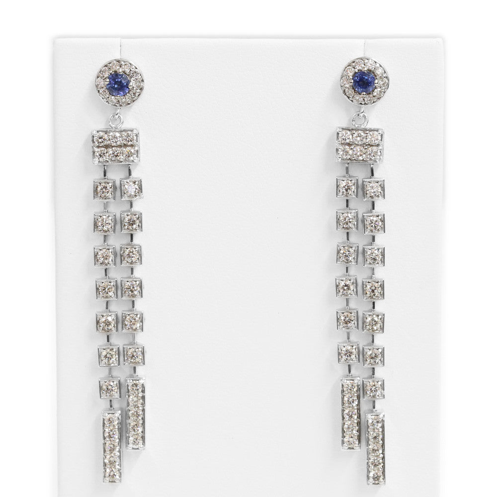 18ct White gold sapphire and diamond earrings - KL Diamonds
