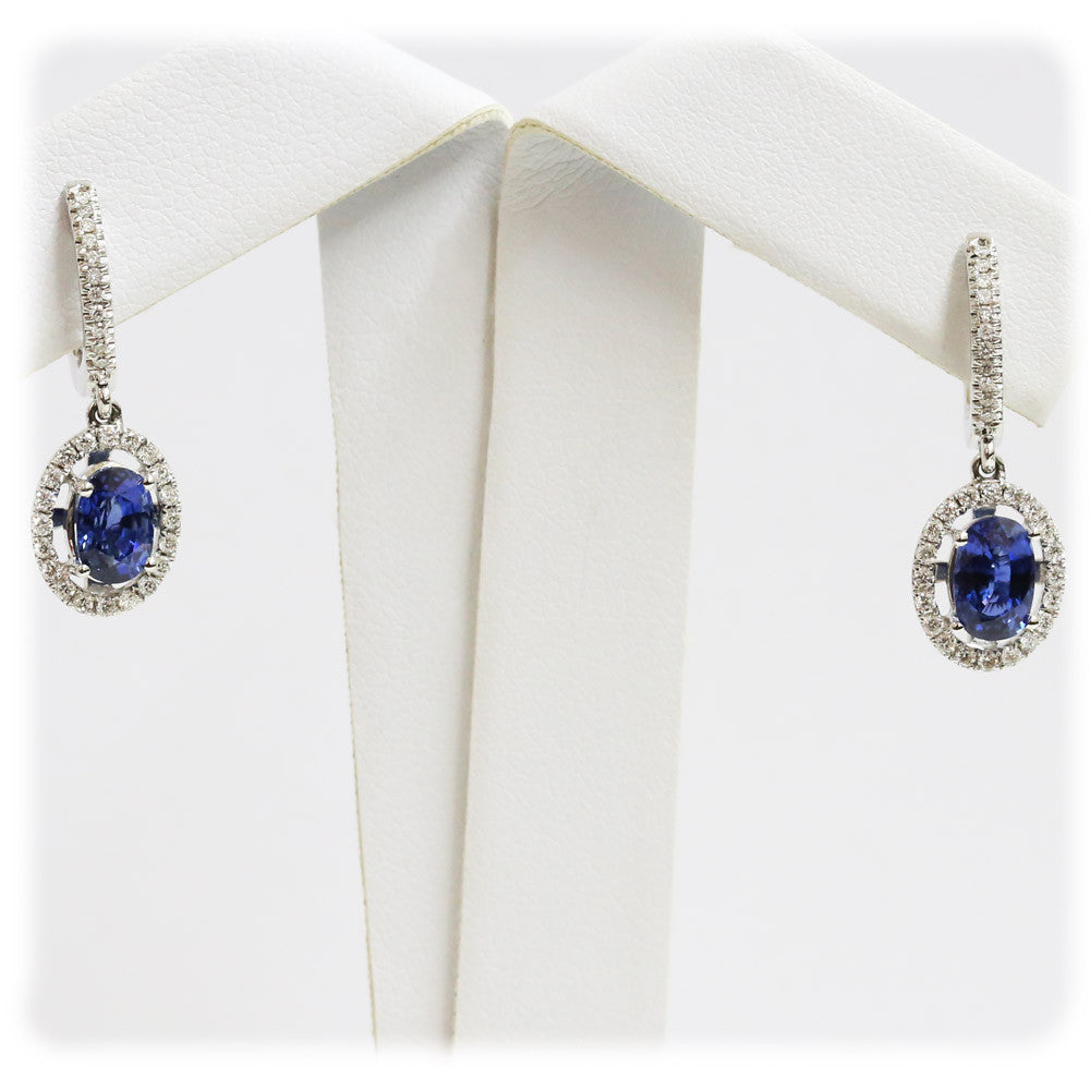 18ct White gold sapphire & diamond earrings - KL Diamonds