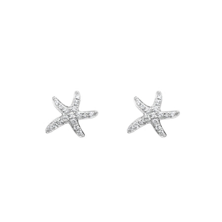 18ct White gold starfish earrings - KL Diamonds