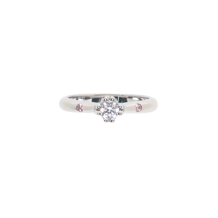 Fairy Garden 18K White Gold Cubic Zirconia Pink Diamond Engagement Ring