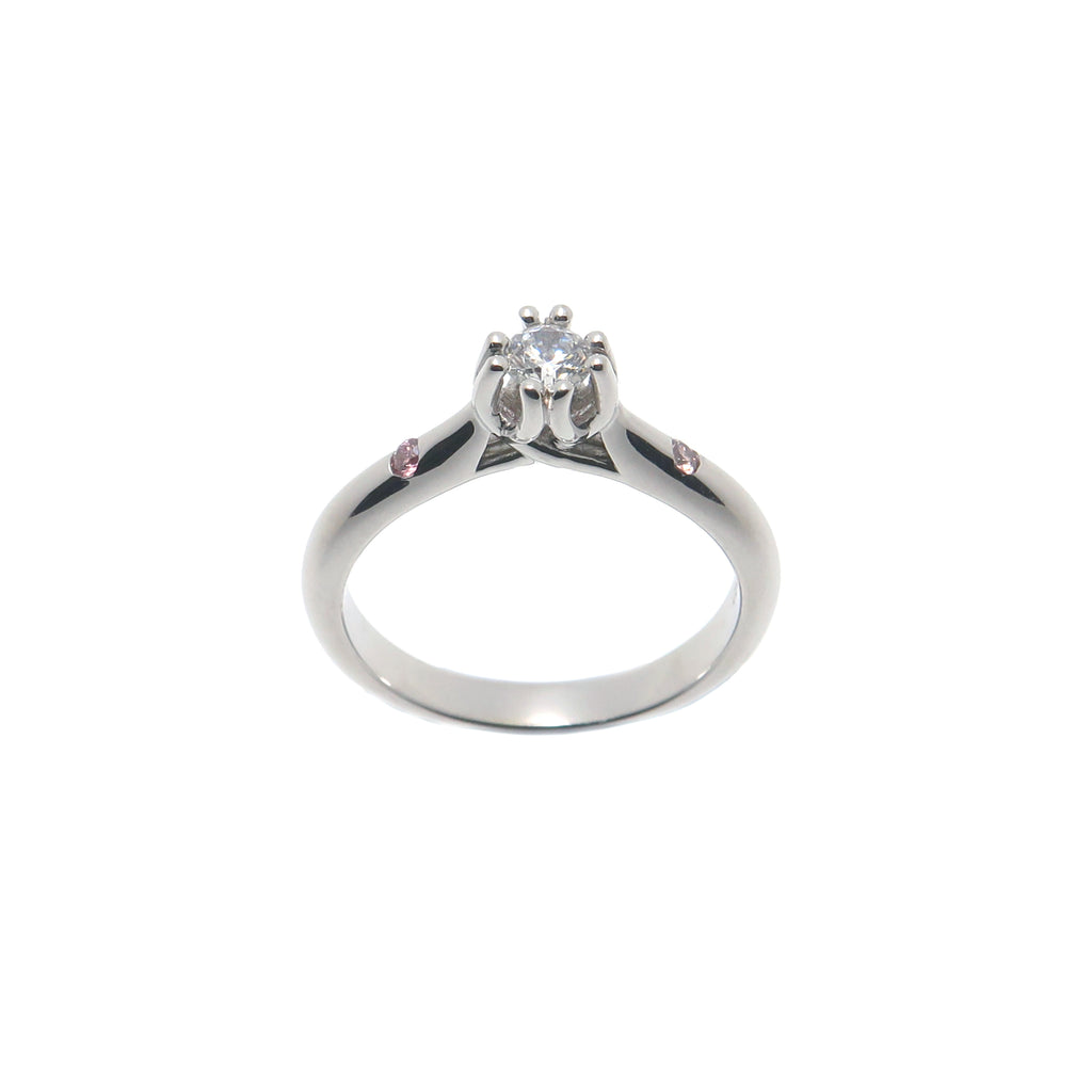 Fairy Garden 18K White Gold Cubic Zirconia Pink Diamond Engagement Ring