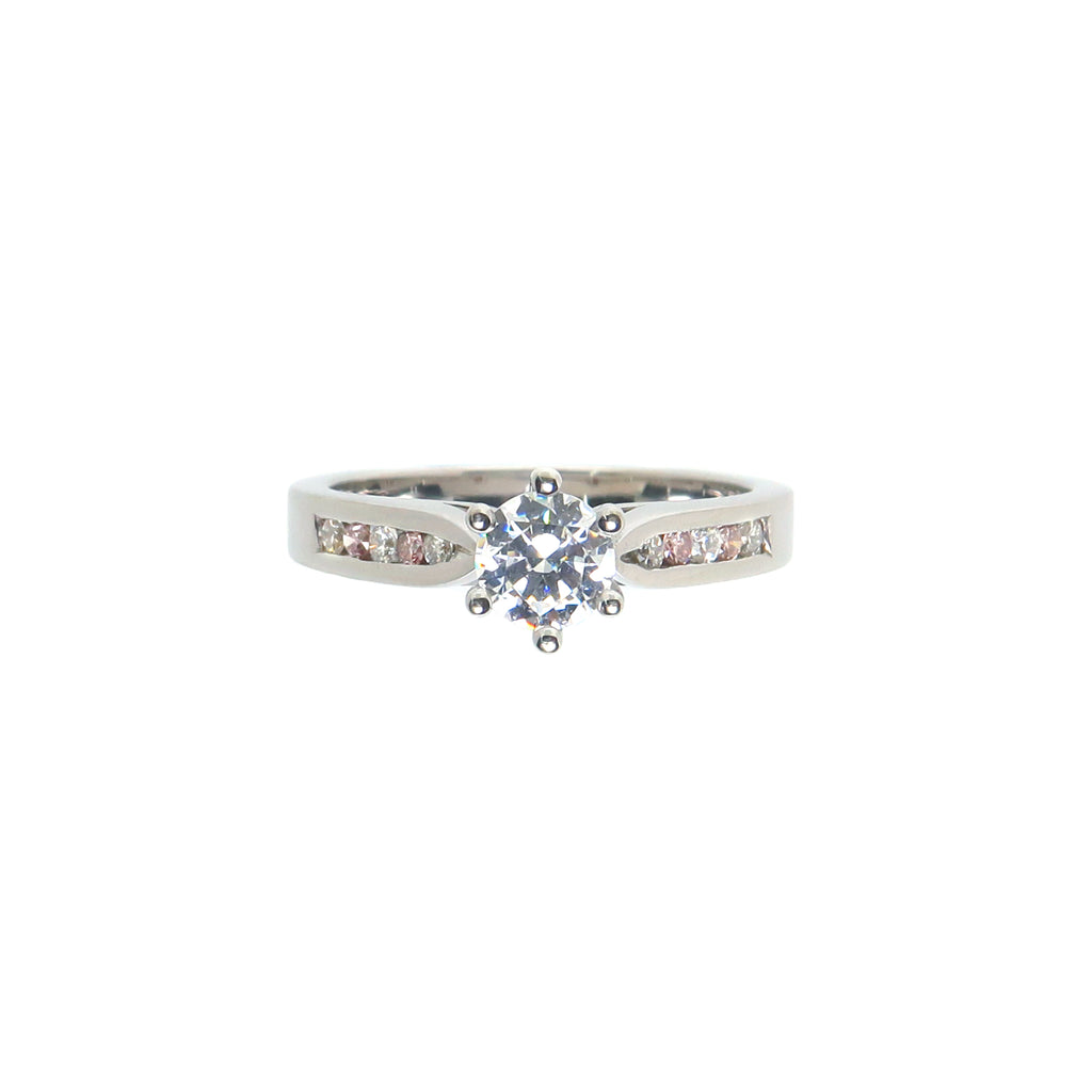 Ribbon Tie Cubic Zirconia Pink Diamond Engagement Ring