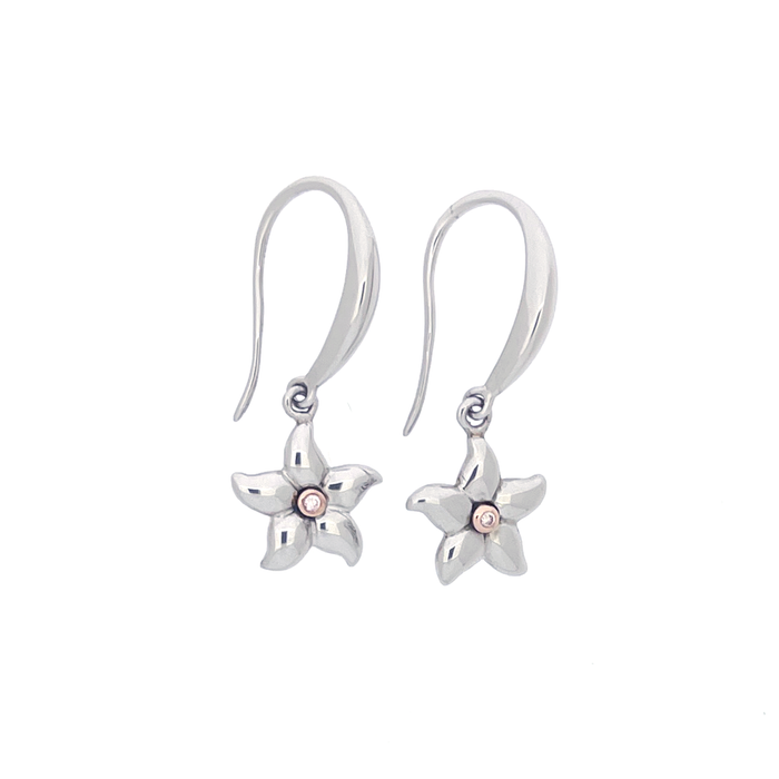 Spring Star Pink Diamond Silver Earrings