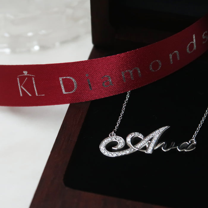 18K White Gold Custom Name Diamond Necklace