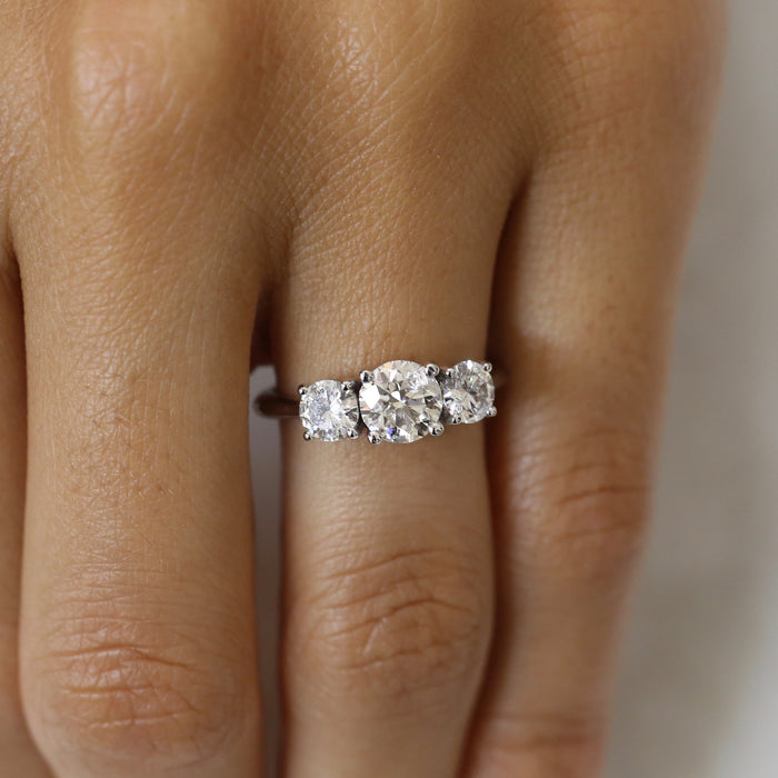 18ct White Gold Trilogy Engagement Ring - KL Diamonds