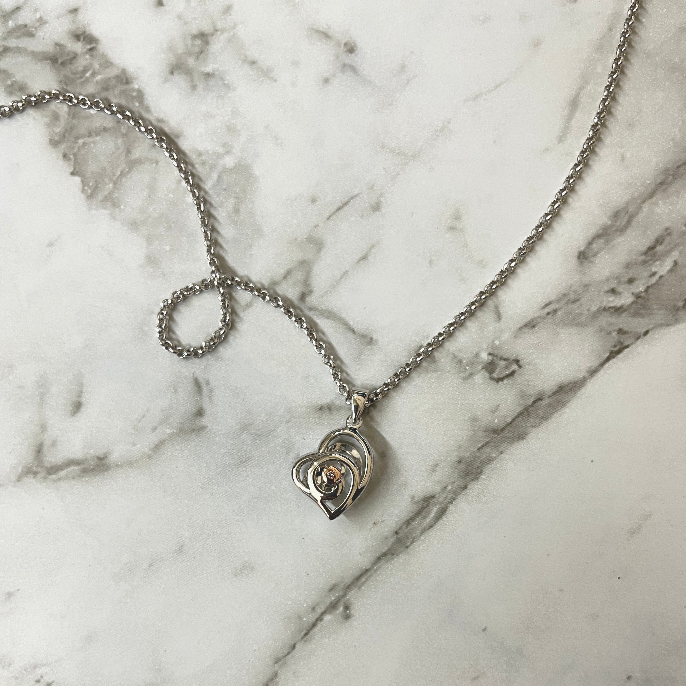 Heart Pink Diamond Silver Necklace