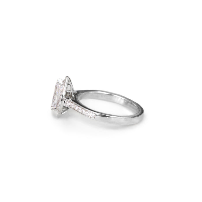 Pear shape diamond halo engagement ring - KL Diamonds