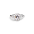 Emerald cut diamond halo engagement ring - KL Diamonds