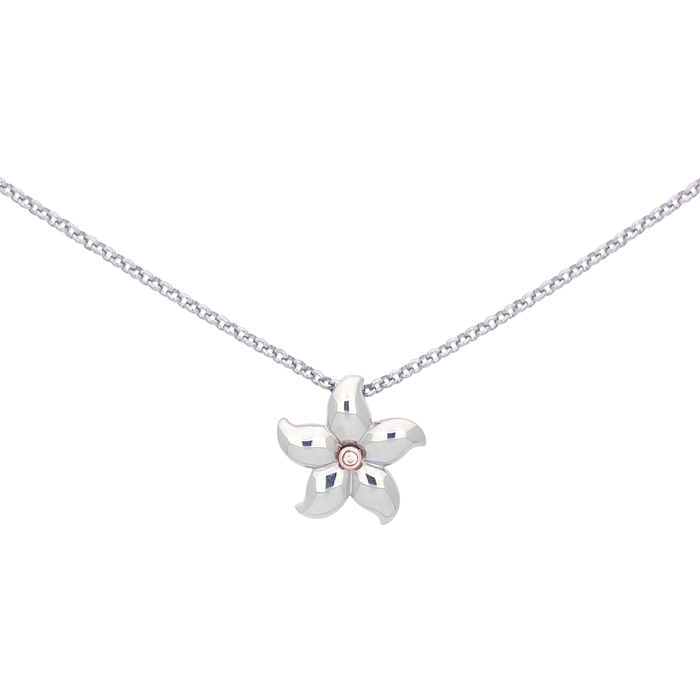 Spring Star Pink Diamond Silver Necklace
