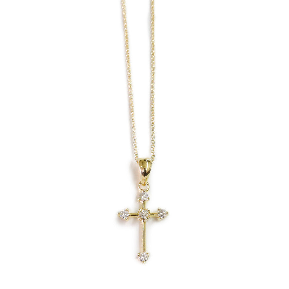 18ct Yellow gold diamond cross - KL Diamonds