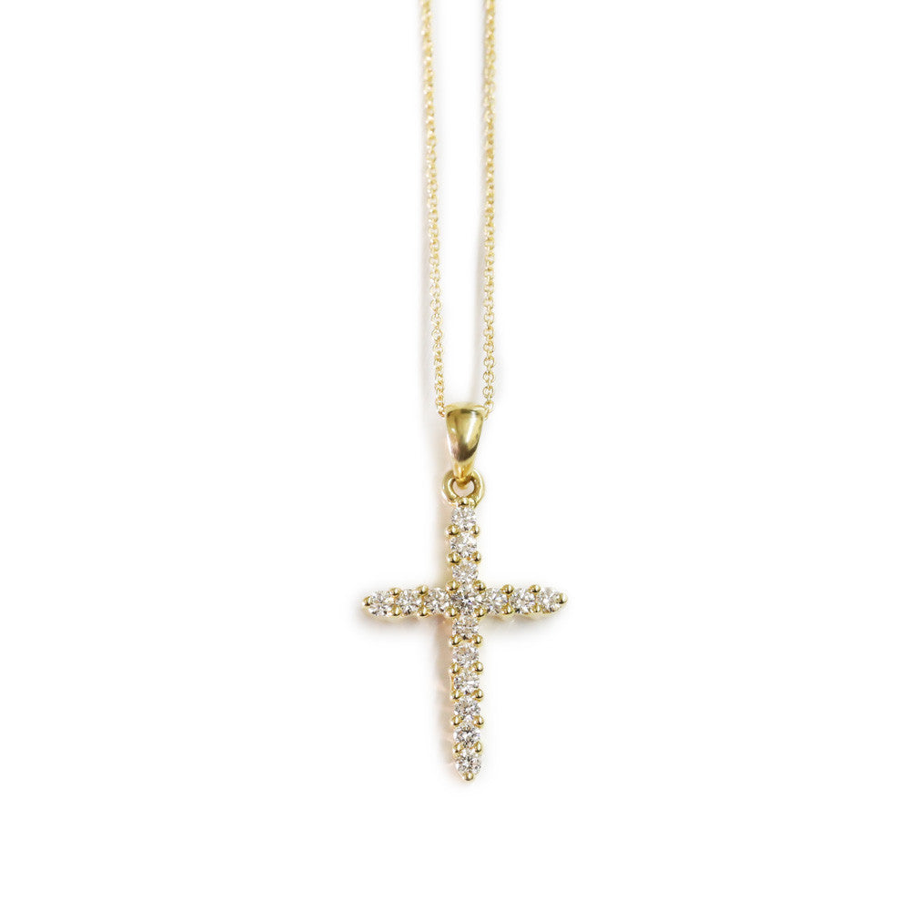 18ct Yellow gold diamond cross - KL Diamonds