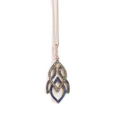 18ct Rose Gold diamond & Sapphire Necklace - KL Diamonds