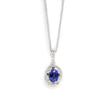 18ct White gold sapphire and diamond pendant - KL Diamonds