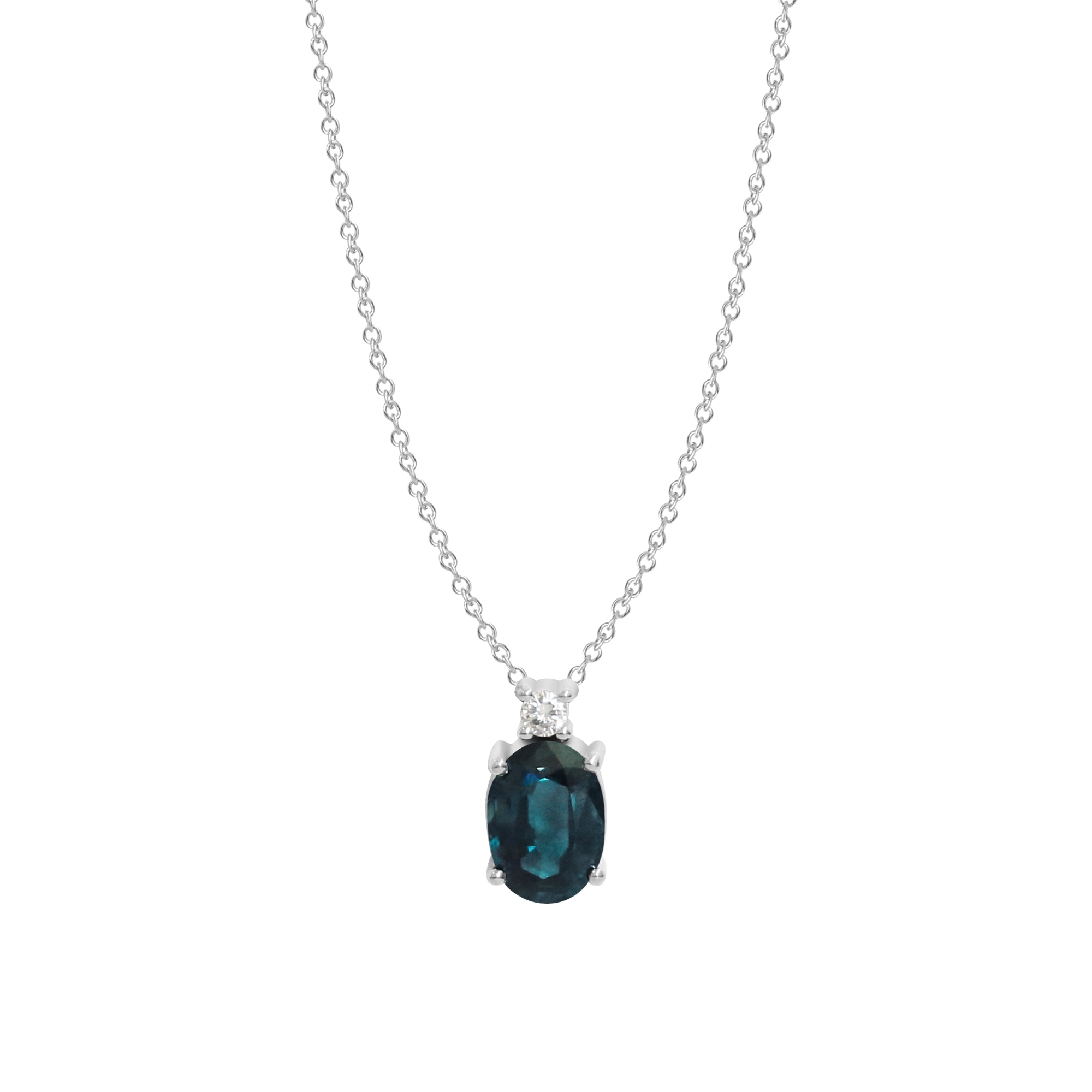 18ct White gold sapphire and diamond pendant - KL Diamonds
