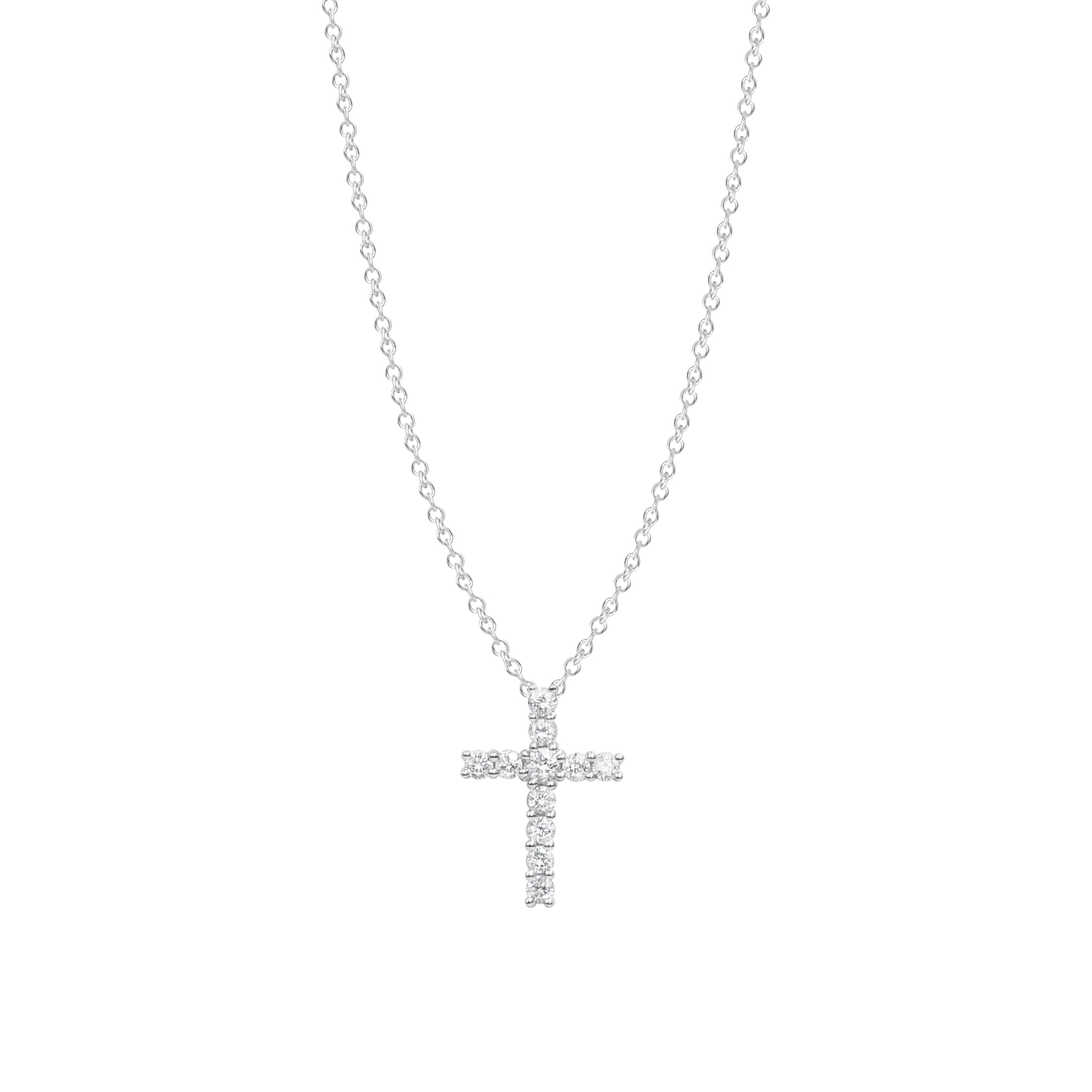 18ct White gold diamond cross - KL Diamonds