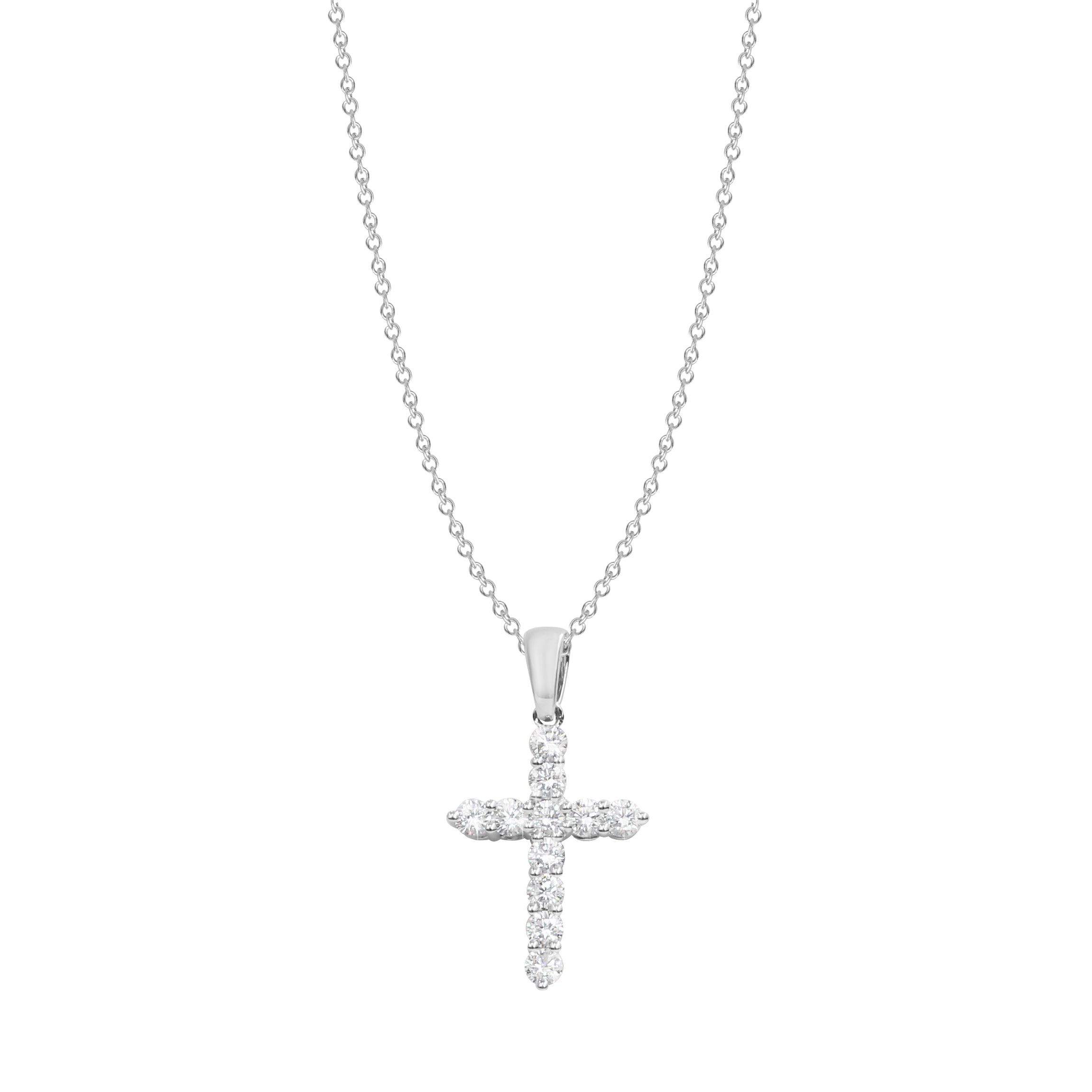 18ct White gold diamond cross - KL Diamonds