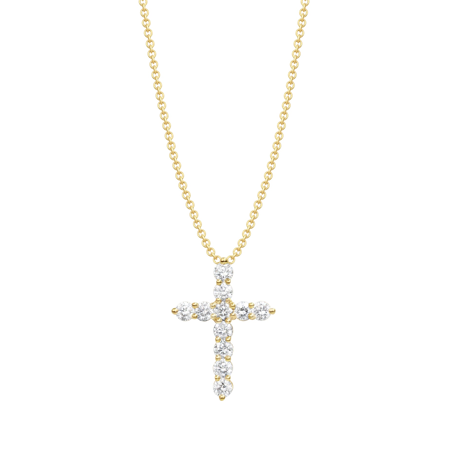 18ct Yellow gold diamond cross - KL Diamonds