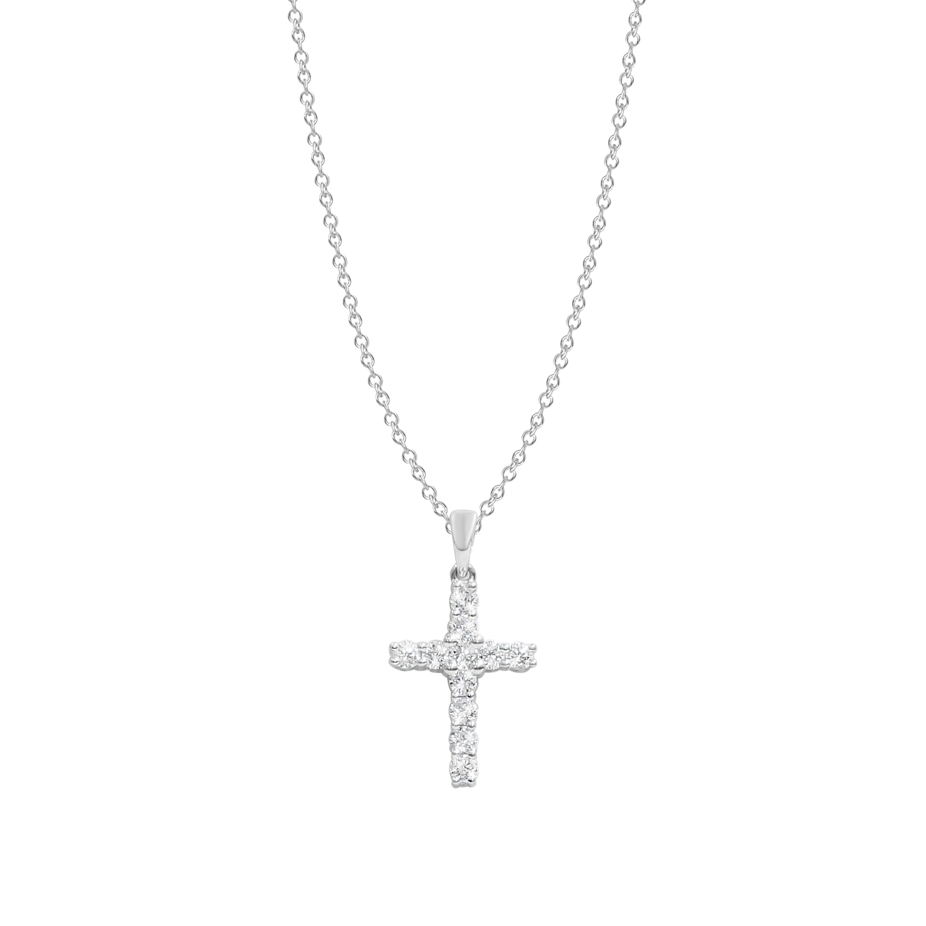 18ct White Gold Diamond Cross - KL Diamonds