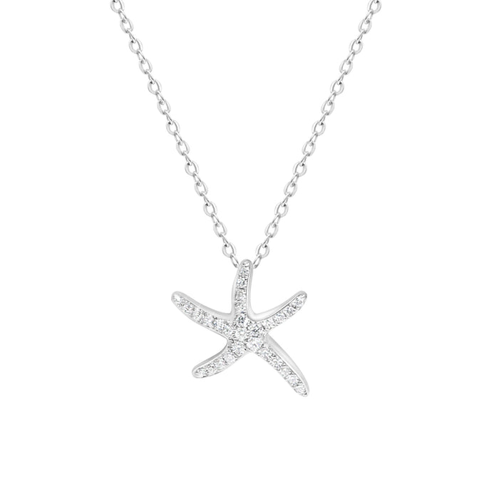 18ct White gold diamond starfish pendant - KL Diamonds