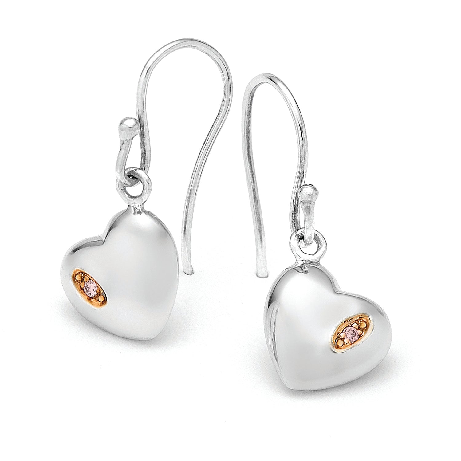 Sweetheart Pink Diamond Silver Earrings