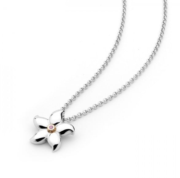 Spring Star Pink Diamond Silver Necklace