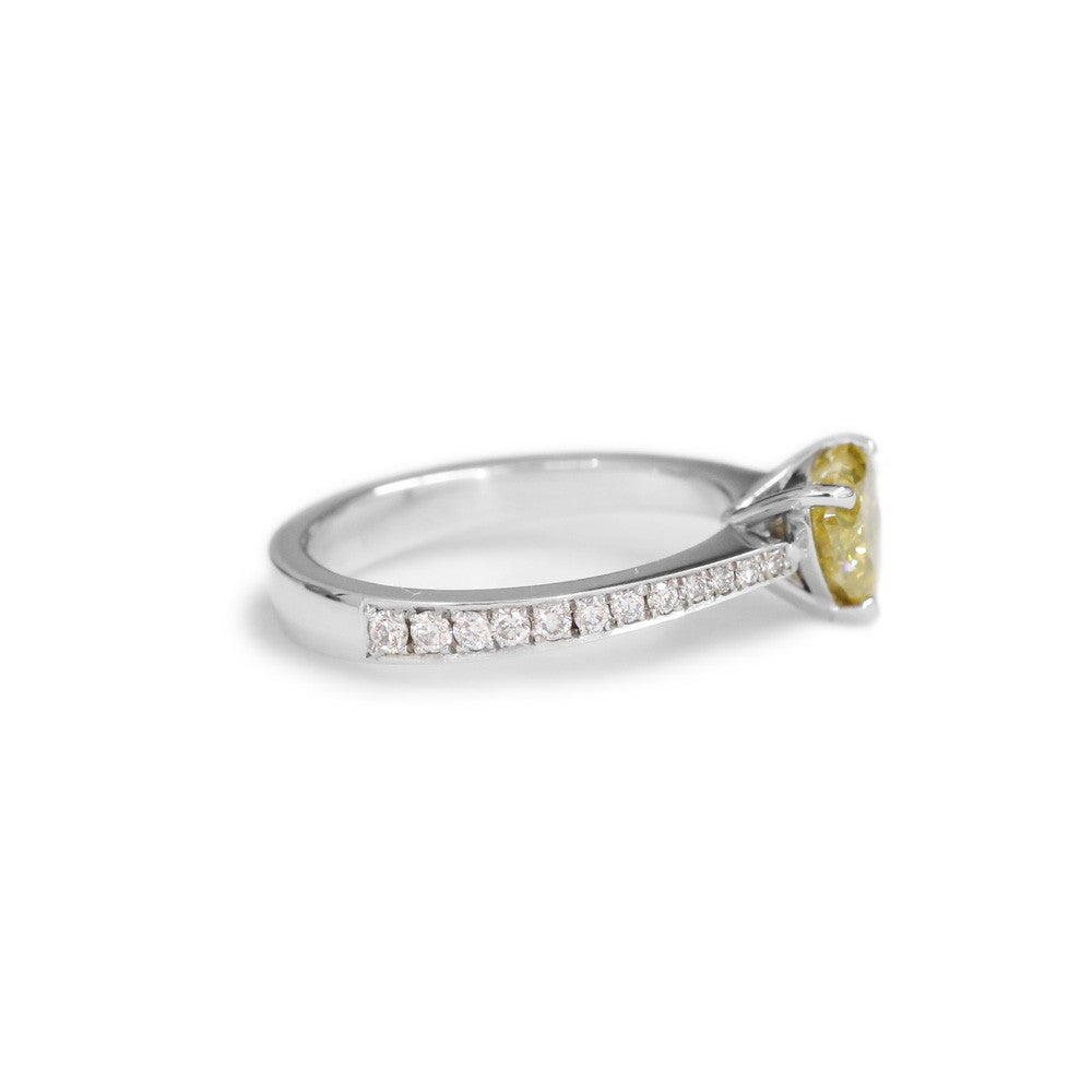 18ct White gold yellow diamond ring - KL Diamonds
