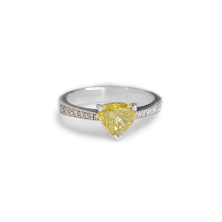 18ct White gold yellow diamond ring - KL Diamonds