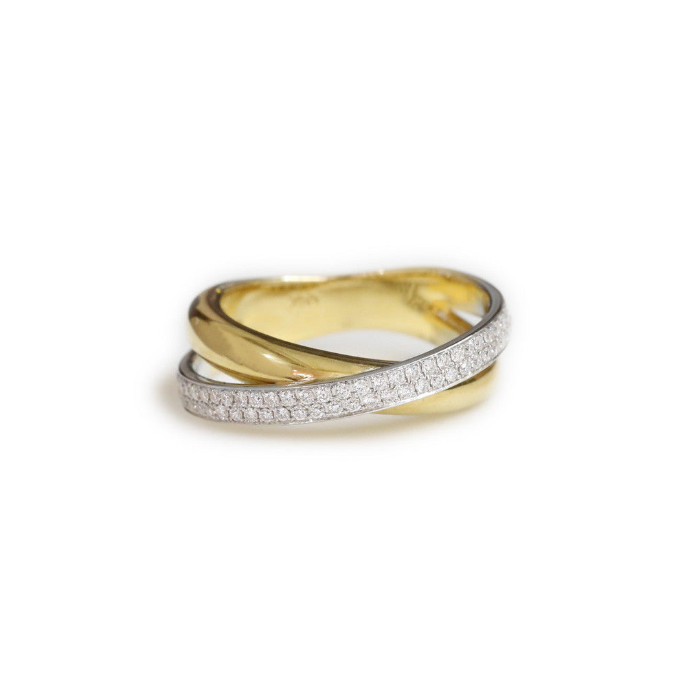 18ct Two tone diamond pave ring - KL Diamonds