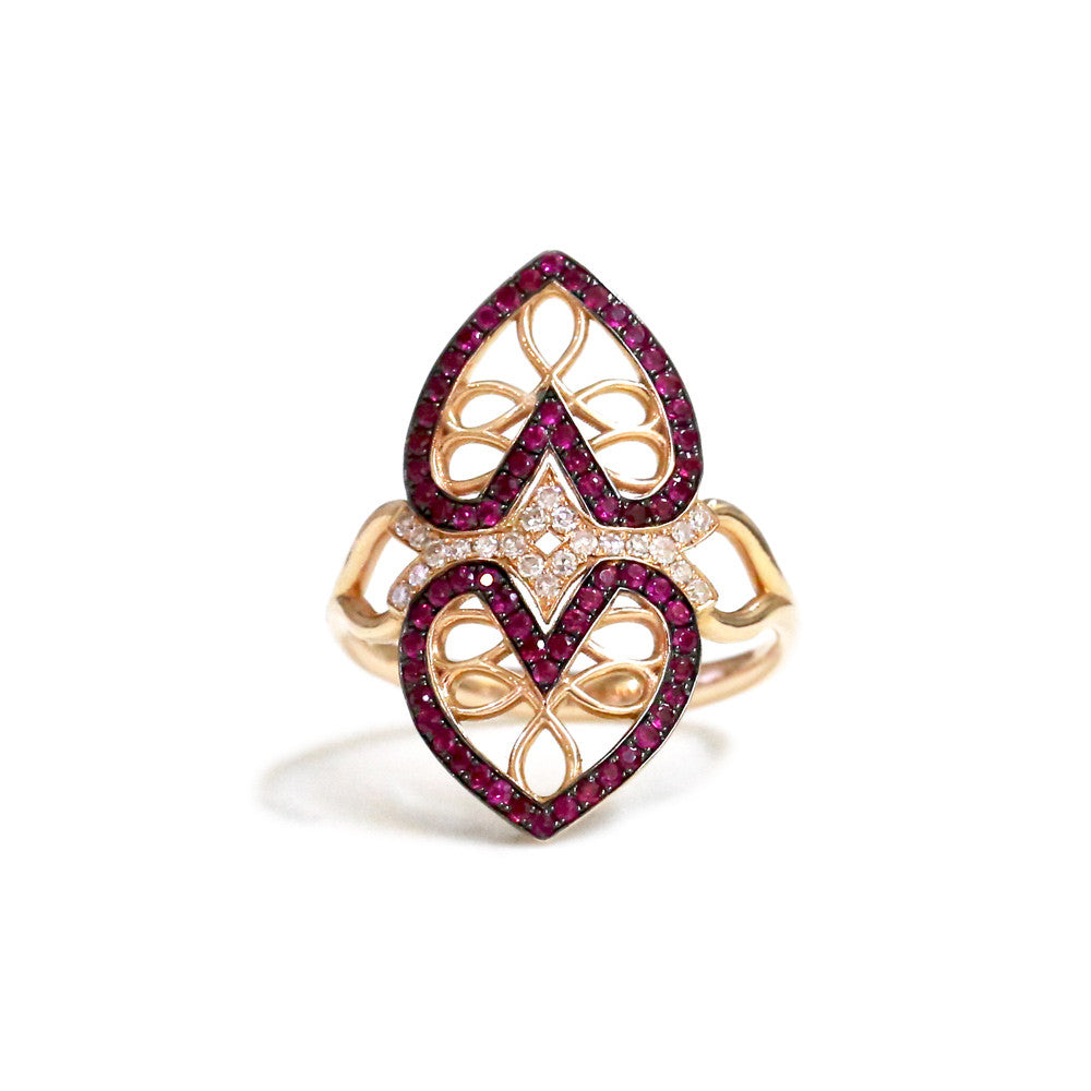 18ct Rose gold ruby and diamond ring - KL Diamonds