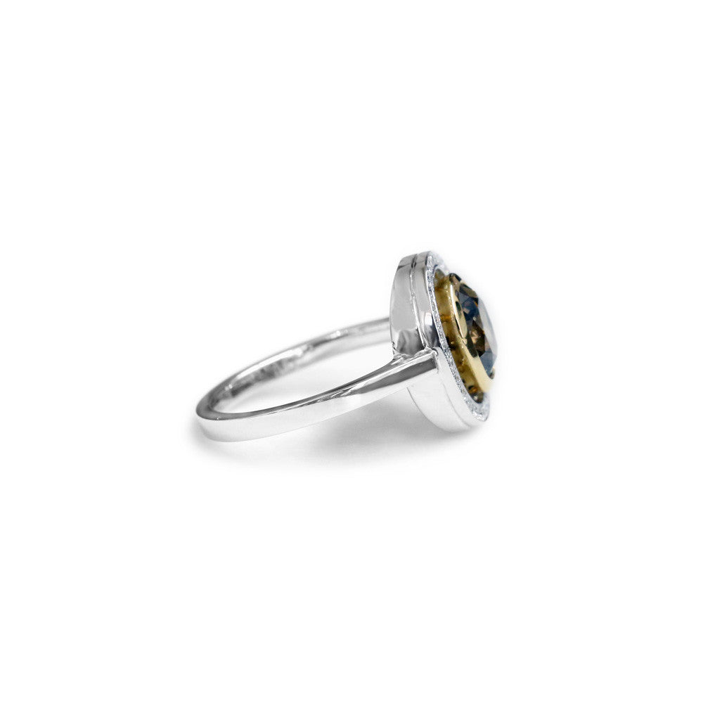 18ct Two tone cognac diamond ring - KL Diamonds