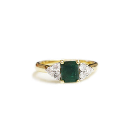 18ct Two tone emerald and diamond ring - KL Diamonds